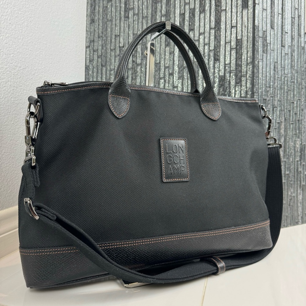 🐎Longchamp Black Canvas Boxford S Briefcase